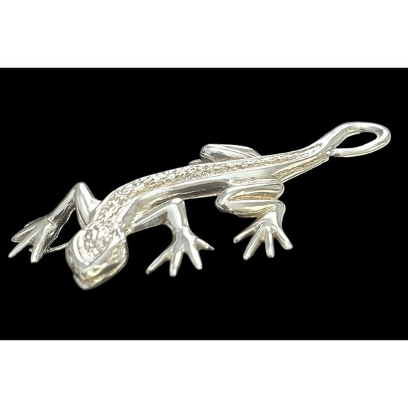 Sterling Silver Lizard Brooch Pin Textured D'Molino Mexico 925 17g TM-90 Iguana - Picture 6 of 10